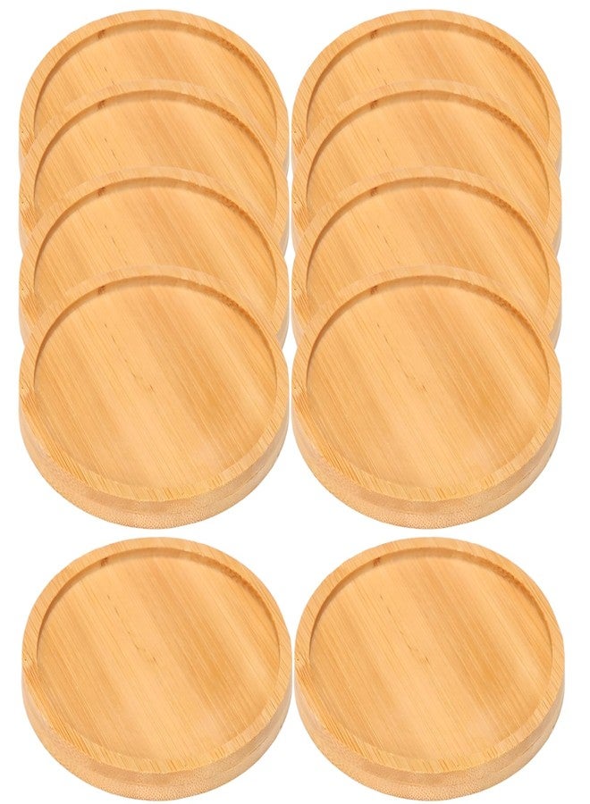 Varku 10 Pcs Round Wooden Coasters, Natural Wood Plant Trays for House Plants, Office Desk Protection, Spill Proof Mats for Outdoor Patio Table, Ideal for DIY Crafts - Image 1